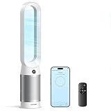 KOMORE 2-in-1 Bladeless Fan & HEPA Air Purifier, Tower Fan with 8 Speeds, Remote App Control, 35dB Silen DC Motor, 80°Oscillating, 9H Timer, Floor Cooling Fans for Bedroom, Living Room, Office