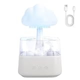 EXTRASTAR Humidificateur d'air 800ml avec 7 Couleurs, 3 Modes d‘éclairage, Diffuseur d’Huiles Essentielles avec Lampe Champignon, Nuage Détachable, Silencieux pour Chambre, Bureau, Salon(Blanc)