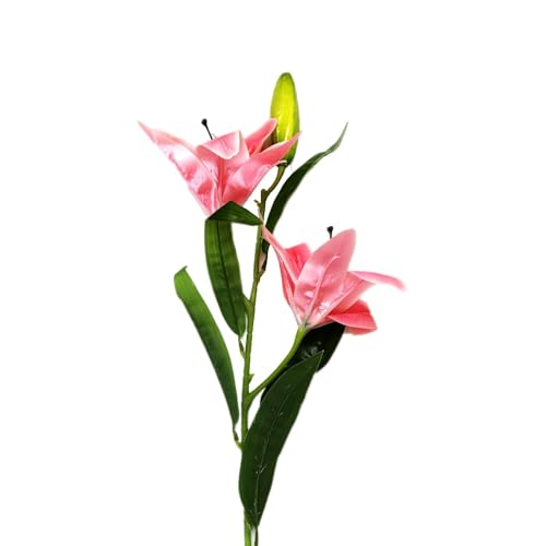 Image of Enhance Your Space with Artificial Leaf Decor Foliage for Stunning Interiors Decorative Items for Home;Office; Room; Living Room; Table; (Without Vase) (Pack of 1, Pink Lily)