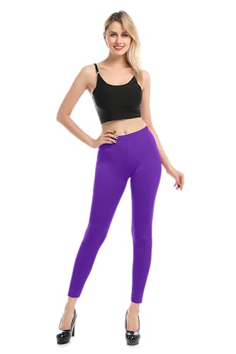 Carnavalife Leggings Malla Elástica de Tiro Alto/Pantalones Largos Deportiva Danza Running Fitness para Mujer (FR/ES, Letras, XXL, 3XL, Regular, Regular, Morado)