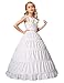 BEAUTELICATE Girls Petticoat 100% Cotton Crinoline Underskirt for Kids Flower Dress Slips,Style 1-light Ivory,22"Length-Fits(4-6)Years