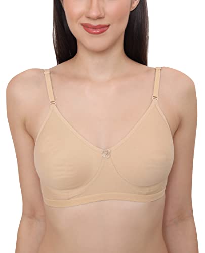 Image of GLAMORAS Women's Soft Poly Cotton Non Padded Wirefree Everyday T-Shirt Bra with Adjustable Straps | Seamless Cups Full Coverage Bra for Women Daily Use | Size 32-40, B, C & D Cup