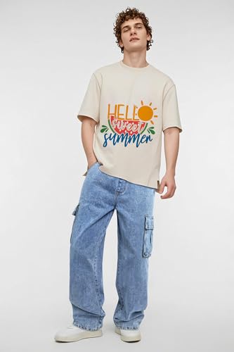 Mens Baggy Jeans Elastic Waisted Denim Pants for Men with Drawstring Streetwear4