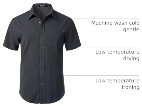 Image of JEMITOP Mens Stretch Wrinkle Free Texture Shirts