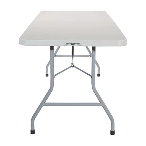 Image of Office Star Resin Rectangle Center-Folding Portable Table for Picnics, Camping, and Tailgating, 6 Feet