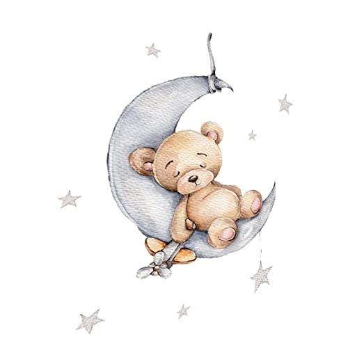 Vinilo Decorativo infantil Oso Durmiendo en la Luna miniatura 4