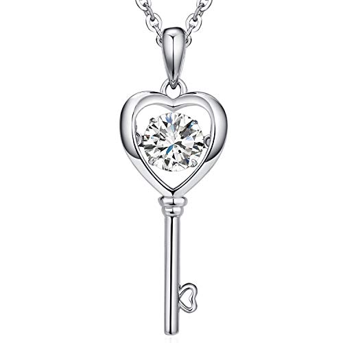 Heart Key Necklace For Women Key Necklace Pendant Sterling Silver Necklace For Women Love Heart Necklace Cubic Zirconia Necklace Cz Diamond Key Heart Necklace For Girls Han Han Necklace #TOP4
