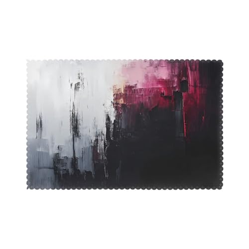WZYWHJ Juego de 6 manteles individuales con estampado de pinceladas binarias, 12 x 18 pulgadas, resistentes al calor, antideslizantes, resistentes a las manchas, fáciles de limpiar, para decoración de