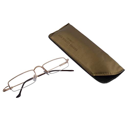 Image of VisionsIndia Unisex Rectangle Gold Supra Power Reading Glasses (+1.00, C01, 6202)
