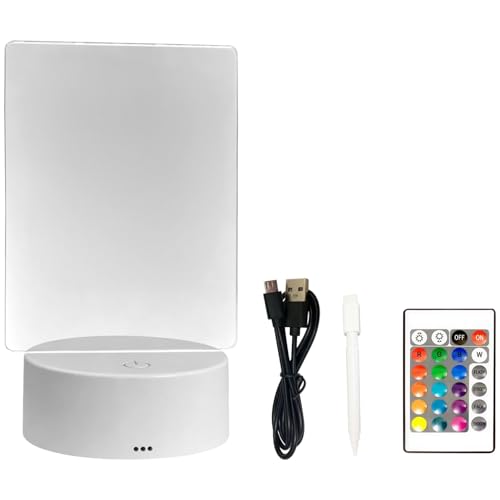 Tressify LED-Nachtlicht zum Selbermachen, 16 Farben, transparent, für junge Künstler, trocken abwischbare Acryl-Schreibtafel, über USB wiederaufladbar mit Stift und Fernbedienung, Geschenk