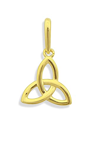 14K Solid Yellow Gold Womens Small Celtic Triquetra Charm Pendant Ladies Dainty Triquetra Knot Pendant