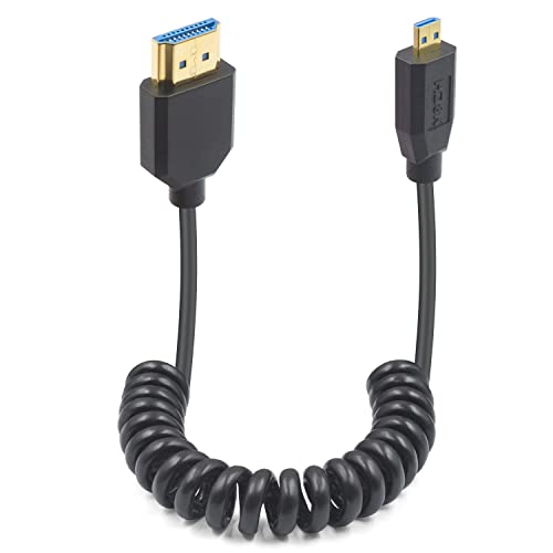 Duttek Hdmi to Micro Hdmi 2.1 Coiled Cable 1.2m, Hdmi 2.1 ultra high speed 48Gbps,Supports 8K@60Hz, 4K@120Hz
