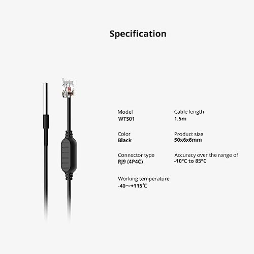 SONOFF WTS01 Temperatursensor Wasserdicht, Temp Sensor funktioniert mit THR320D Elite/THR316D Elite/THR320D Origin/THR316D Origin/AL560,SONOFF TH Elite/TH Origine Zubehör
