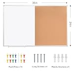 Cork Bulletin Board, 36 X 24 Inches White Magnetic Dry Erase Board, Large Wall Mounted Message Vision Notice Memo Pin Board for Office, Home and School - Image 2