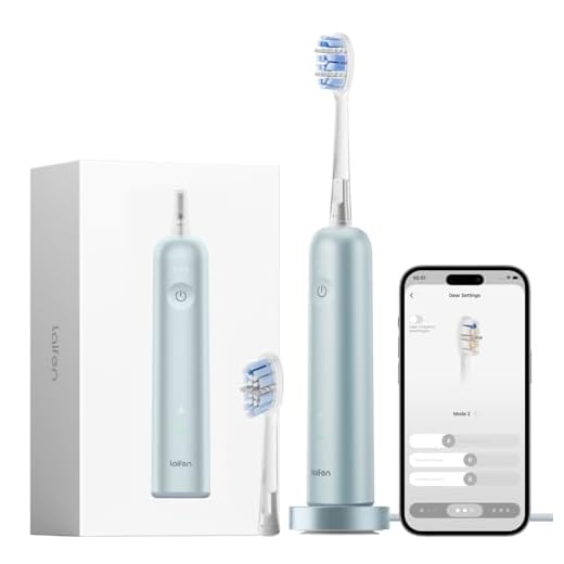 Laifen Wave Pro Elektrische Zahnbürste, 60° WaveMotion & 66.000 Vpm für Tiefenreinigung, 70 Tage Akku, Drucksensor & App-Customizing, nahtloses Design ideal für Reisen, inkl. 2 Pro-Köpfe (Alu Blau)