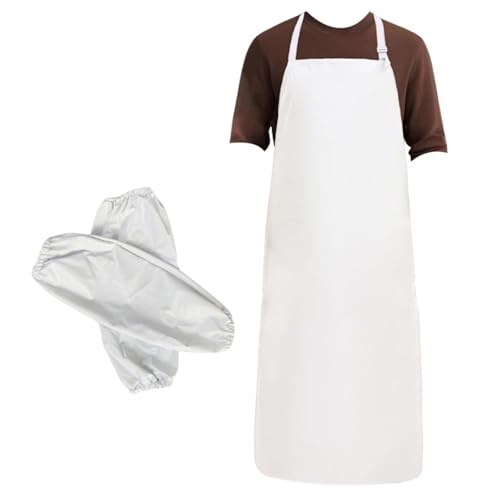 Delantal con Lazo al Cuello Tirantes Ajustables Delantales Elástico de Calidad Industrial Cierre con Lazo Trasero con Bolsillos Impermeable Resistente al Aceite Duradero Suave y Cómodo