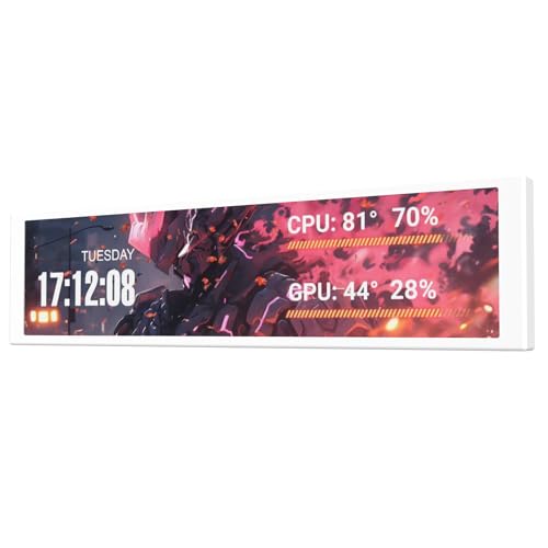 Image of darkFlash V92 9.2 inch PC Case Screen, 1920x462 IPS Sensor Panel Monitor,White | 1920x462 AIDA64 CPU /GPU temp display, no HDMI needed, USB-C /internal 9-pin, aluminum body for gaming PC builds