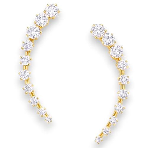 Image of Accessher Gold Plated Contemporary American Diamond Embellished Delicate Light Weighted Ear Cuffs with Clip on Closure for Women and Girls (Pack of 1)