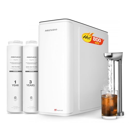 𝟐 𝐢𝐧 𝟏 RO System & Instant Hot Water Dispenser, MIZUDO 800GPD Tan...