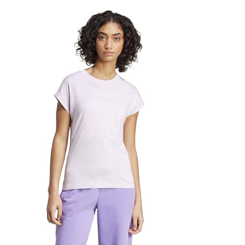 Adidas Women's Essentials Linear Cotton T-Shirt, Ice Lavender/Bliss Lilac, Small