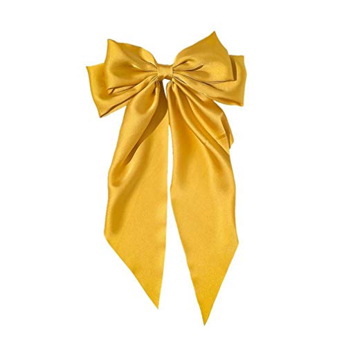 Ribbon Hairclip Vintage Satin Bow Bowknot Hairpin Women Hair Clip (Yellow) 1 Count (Pack Of 1) #TOP2