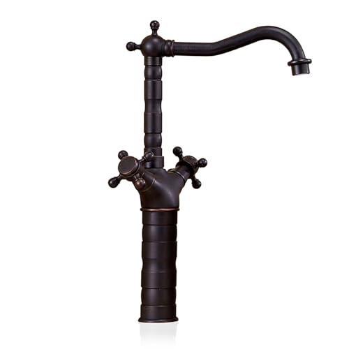 Robinet Rotatif Antique en cuivre pur avec double poignée élégante pour lavabo rétro