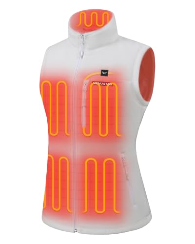Venustas Women's Heated Fleece Vest with 6 Heating Zones, Ladies' Lightweight Recycled Fleece Electric Vest with Battery