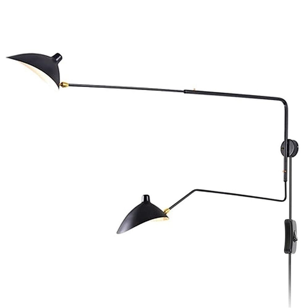 OZBMA Retro Industrial Swing Arm Wall Sconce 360 ° Rotating Adjustable Angle Light Living Room Lamp with Plug-in On/Off Switch for Dining