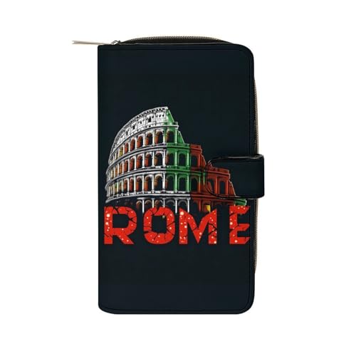 Rome Colosse-um Italy Souvenir Womens Wallet Travel Long Purse Zippered Clutch Credit Card Holder for Men