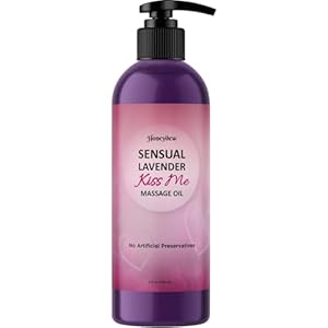 Tempting Lavender Massage Oil for Couples – Aromatherapy Sensual Massage Oil for Date Night with Lavender Essential Oil and Sweet Almond Oil – Vegan Non Staining Non Greasy Smooth Gliding Formula