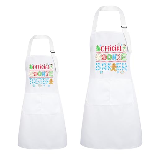 Fuyamp TVHBD4625 2 Pack Parent And Child Apron For Kids Adults, Funny Apron - Official Cookie Baker And Taster, Father Mother Son Daughter Family Matching Apron Baking Apron For Gift Father'S Day, Mother'S Day cover
