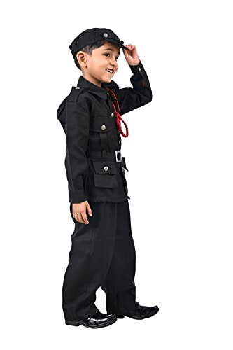 Image of BookMyCostume Black Commandos NSG Security Profession Fancy Dress Costume 12-13 years