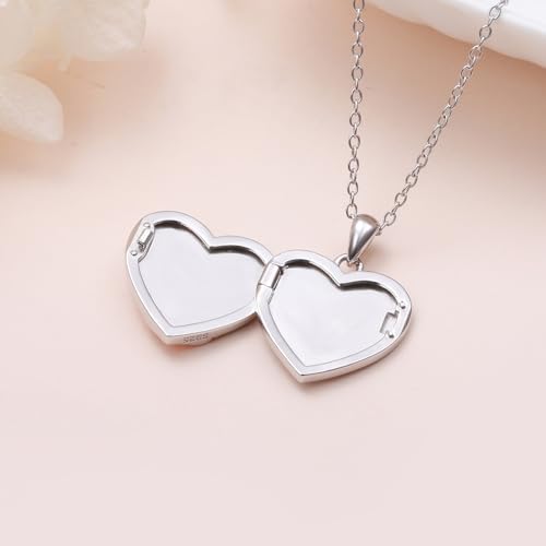 Father and Daughter Locket Necklace S925 Sterling Silver Love Heart Keepsake Hold Pictures Photo Locket Memory Pendant Jewelry Birthday Gifts for Women Daughter Sister3