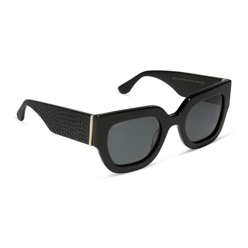 DIFF Iconica Maren Python Luxury Oversized Sunglasses for Women UV400 Polarized, Black + Grey