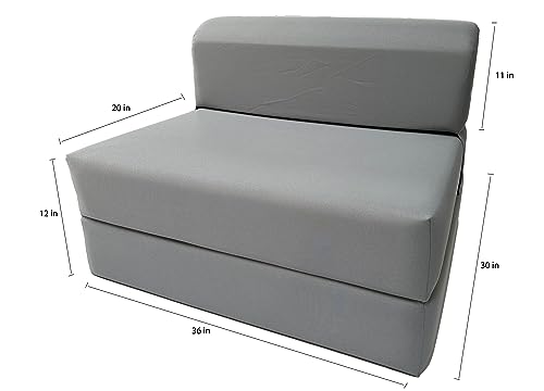 D&D Futon Furniture Gray Sleeper Chair Folding Beds, Convertible Studio Sofa Bed, High Density Foam (70 X 36 X 6 In Thick) #TOP1