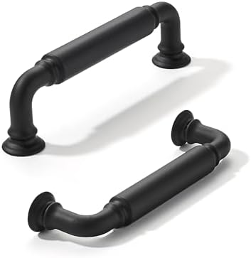 khtumeware 2-Pack Matte Black Heavy-Duty Solid Cabinet Pulls, 3-3/4 Inch (96mm) Hole Center, Drawer Pulls, Cabinet Hardware, Suitable for Kitchen Cabinets, Bathrooms and Dressers