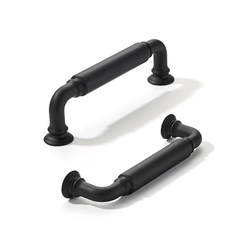 khtumeware 2-Pack Matte Black Heavy-Duty Solid Cabinet Pulls, 4 Inch (102mm) Hole Center, Drawer Pulls, Cabinet Hardware, Suitable for Kitchen Cabinets, Bathrooms and Dressers