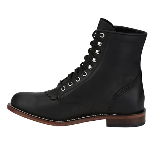 Justin Boot Company Men's Drennan Black Water Buffalo 7In Lace Up Roper Boot Black 10 D2