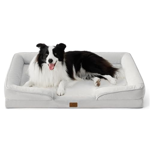 Image of Bedsure Orthopedic Dog Beds Large Sized Dog - Washable Large Dog Cat Bed Waterproof, Comfort Dogs Couch Sofa with Washable Removable Cover, Pet Bed with Nonskid Bottom, Light Grey, 35 inch