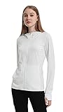 Women's Full Zip UPF 50+ Sun Protection Hoodie Shirts, Lightweight Long Sleeves Hiking Outdoor Performance UV Shirts with Pockets White L