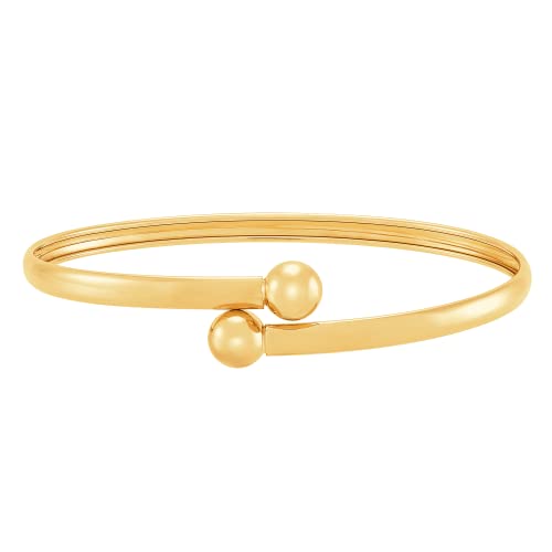 Welry 3.5 Mm Beaded Bypass Bangle Bracelet In 14K Yellow Gold, 6.5" #TOP1