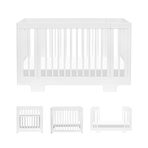 Image of Babyletto Yuzu Convertible All-Stages® Bassinet, Midi, Full-Size Crib in White, Greenguard Gold Certified, Portable & Adjustable with Conversion Kits and Pads Included