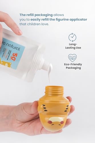 Image of Bade Natural SPF 50+ Kids Sunscreen Refill Lotion - 100% Natural Mineral-Based Broad Spectrum Sun Protection with Zinc Oxide & Botanical Oils - Refillable Eco-Friendly Pack, 3.7 fl oz