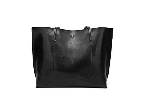 Dreubea Women's Soft Faux Leather Tote Shoulder Bag from, Big Capacity Tassel Handbag Black New S - Thumbnail 4