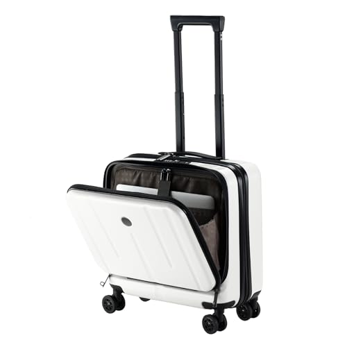16-Zoll-Handgepäck mit 2 Fächern für 14- und 15-Zoll-Laptops 16 14 x 8 x 17 12 Zoll Rollkoffer leichter Hartschalenkoffer aus ABS+PC mit leisen Spinner-Rollen für Geschäftsreisen milchig weiß