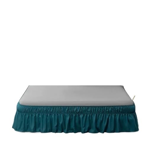 Faldas de Cama con Volantes envolventes for Camas Queen, caída de 15 Pulgadas con Volantes elásticos Ajustables contra el Polvo(Peacock,180x200x38cm)