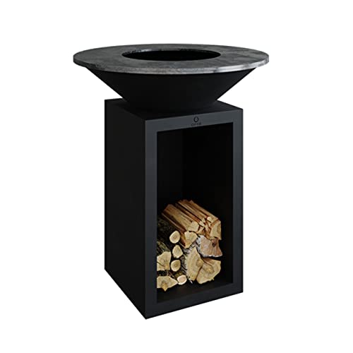 OFYR Barbacoa de acero al aire libre modelo Classic Storage Black 85, funciona a leña