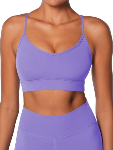 Image of Sunzel Sports Bra for Women, Criss-Cross Open Back Adjustable Strappy Bras, Workout Gym Padded Yoga Bra with Removable Pads