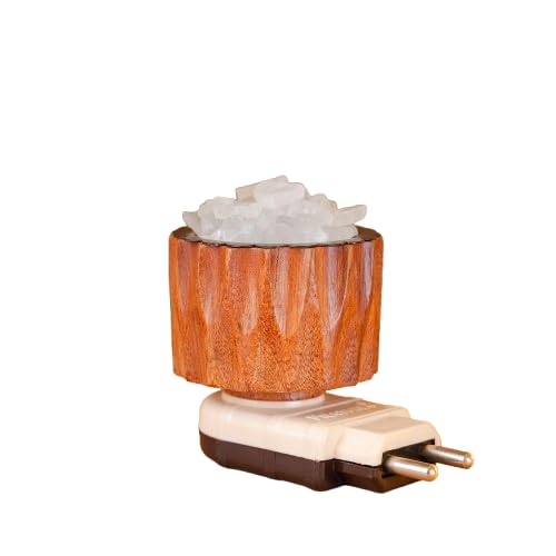 Prathna® Wooden Electric Aroma Diffuser with Natural Himalayan Rock Salt – Plug-in Air Purifier & Freshener for Home, Office & Spa Set of 1