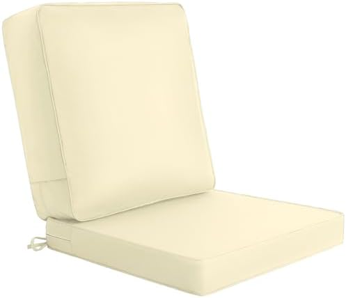 Outdoor Chair Cushion Set 24 x 24in, Waterproof & Fade Resistant Patio Furniture Seat Cushions, 6.5